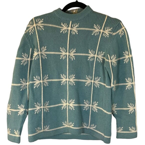 Joyce Sportswear Vintage 60s Wool Blue White Knit Sweater Women's 36 (small) - Picture 1 of 5